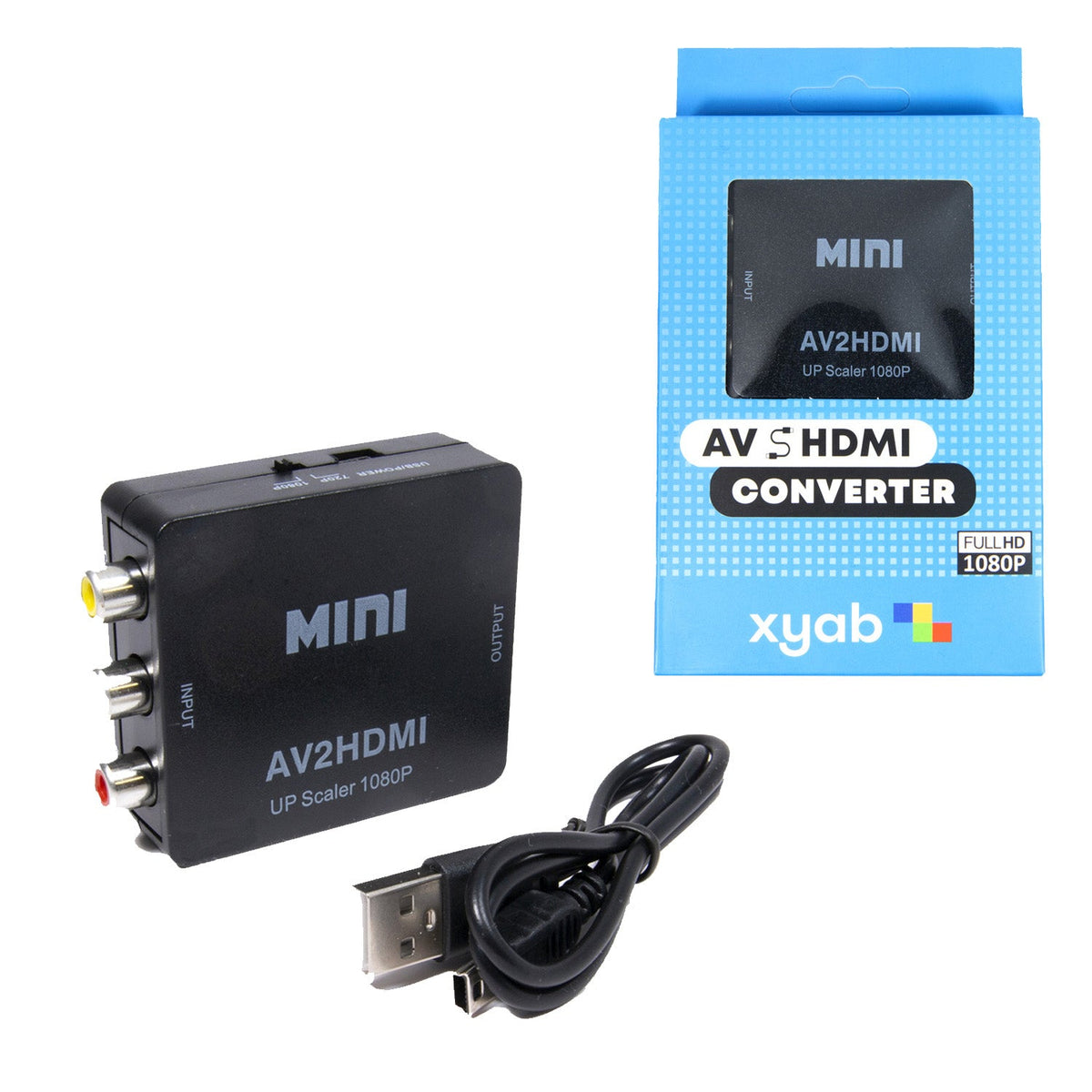 RCA composite AV to HDMI converter box with USB power cable
