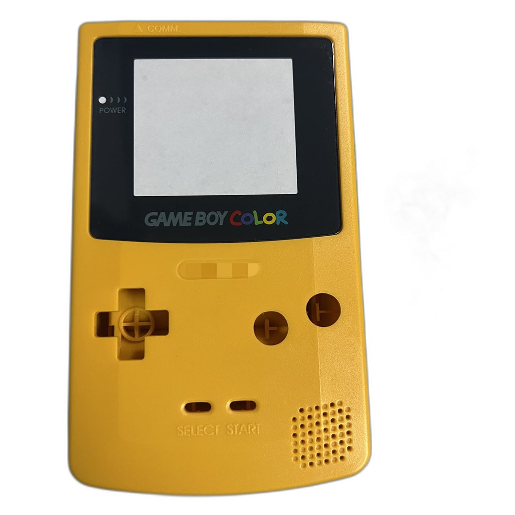 Yellow Game Boy Color replacement shell kit with buttons and screws