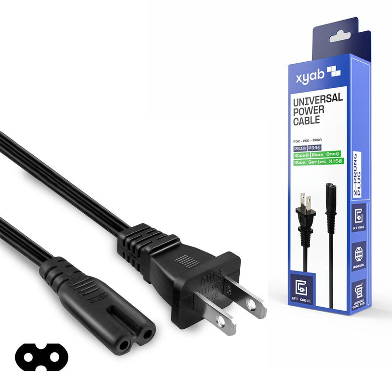 2-Prong Power Cable - Non-Polarized (PS1-PS5, Xbox, PC)