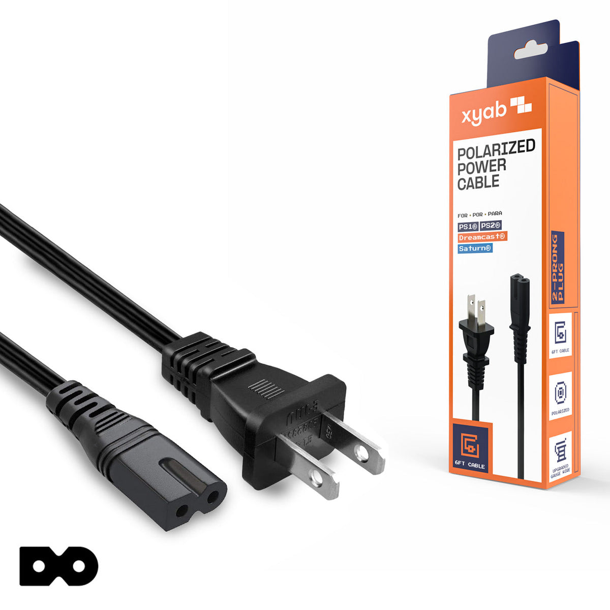 2-Prong Power Cable - Polarized (PS1, PS2, Saturn, Dreamcast)