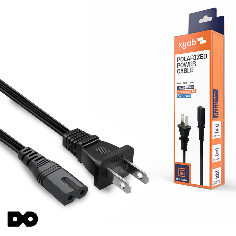 2-Prong Power Cable - Polarized (PS1, PS2, Saturn, Dreamcast)