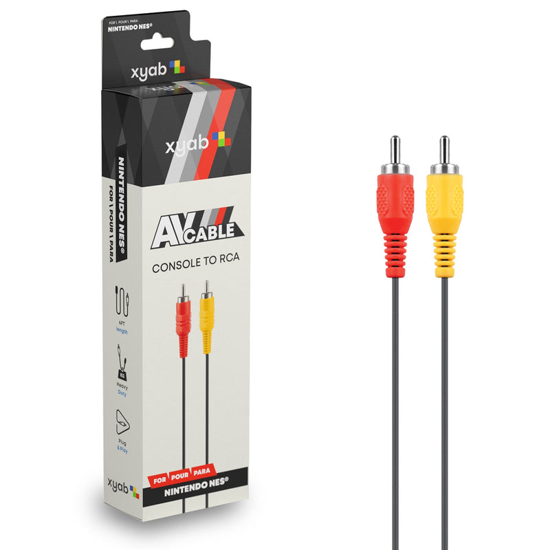 NES composite AV cable with red white and yellow RCA plugs