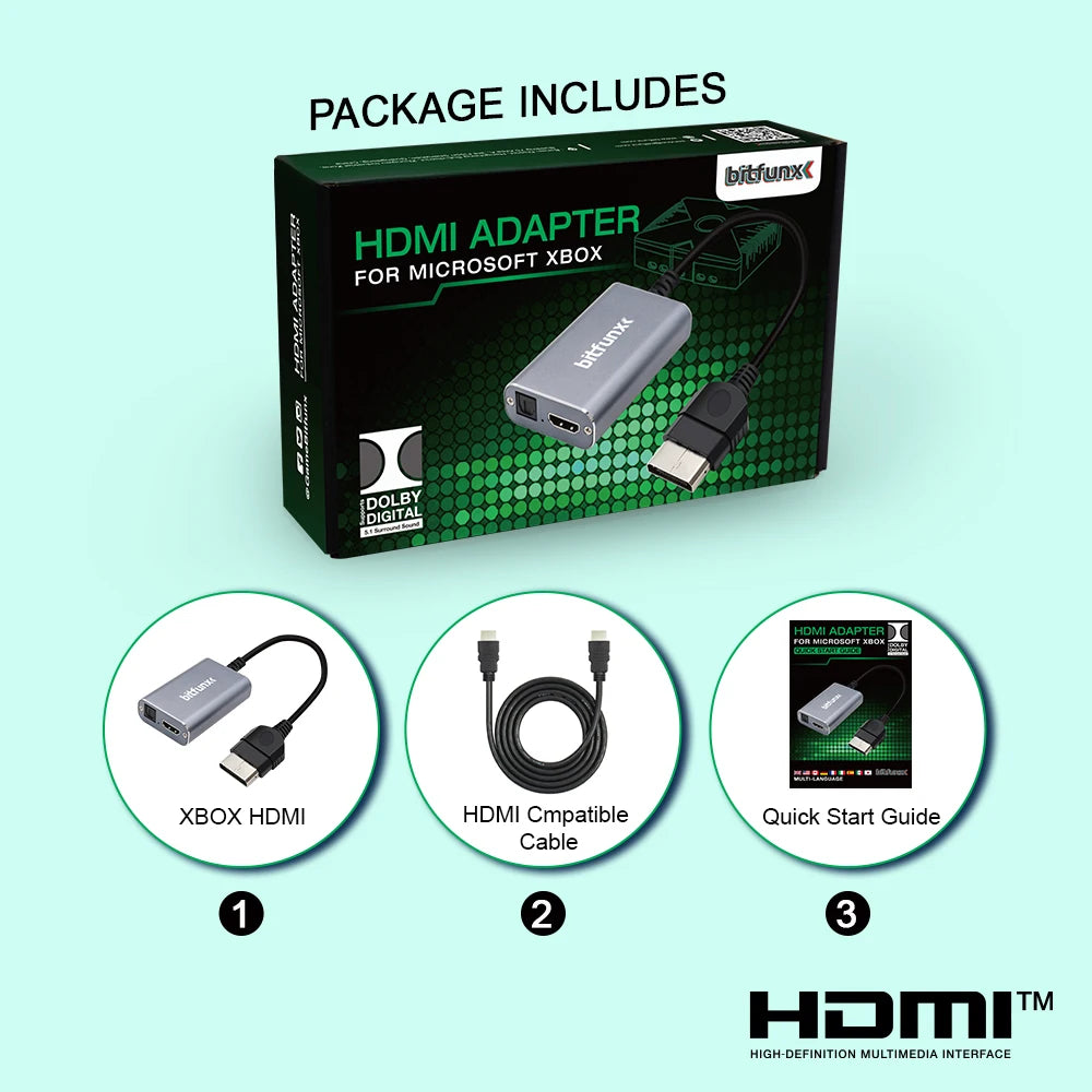 Bitfunx HDMI Adapter for Xbox Classic - HD Cable with 5.1 Dolby Digital