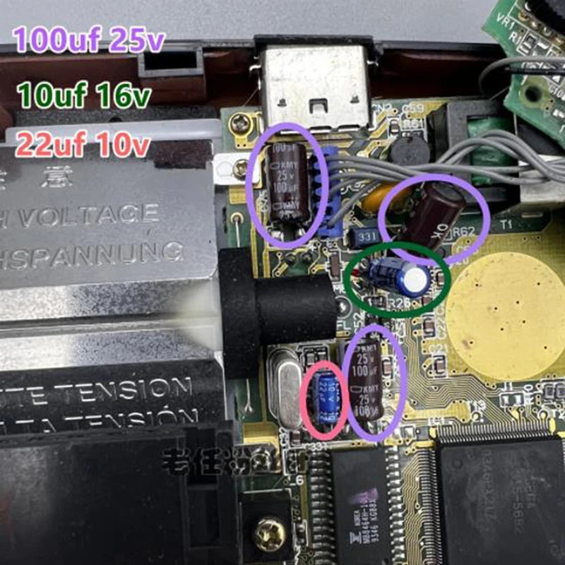 Sega Game Gear Capacitor Replacement Set - Motherboard Repair Kit