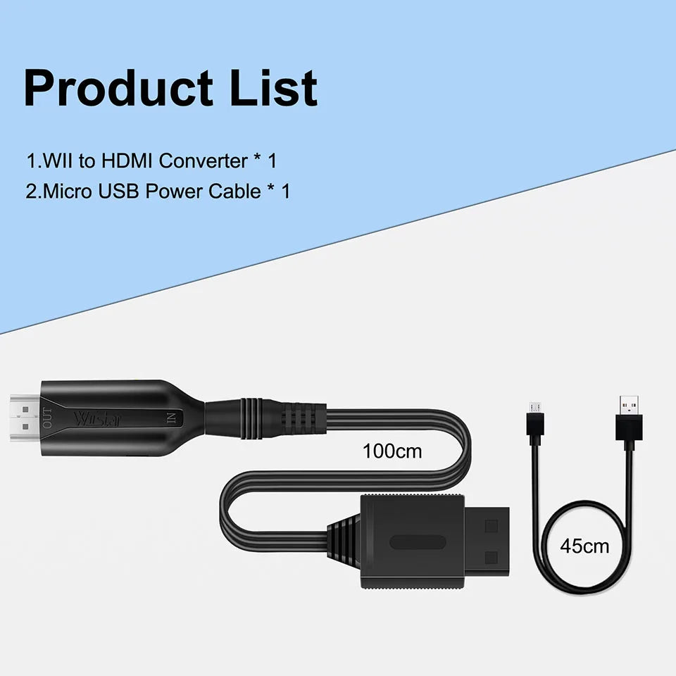 Wii to HDMI Converter - 1080P Video Cable Adapter for HDTV