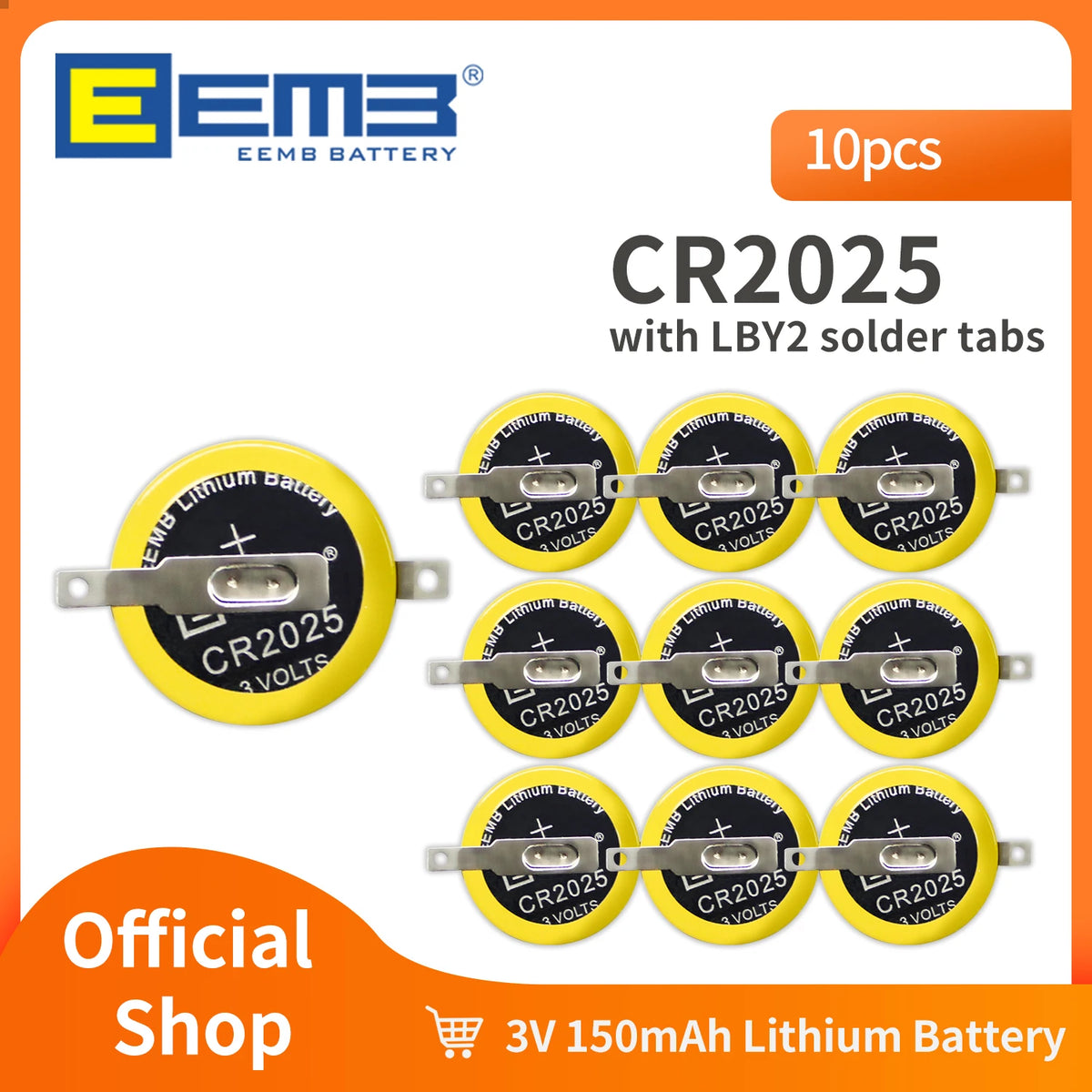 Game Boy Battery 10-Pack - CR1616/CR2025/CR2032 with Solder Tabs