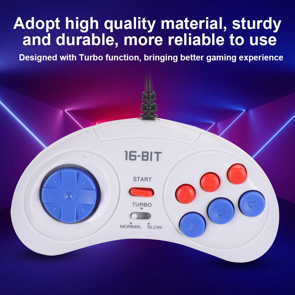 16-Bit Mini Handheld Game Controller - Ergonomic for Sega Genesis