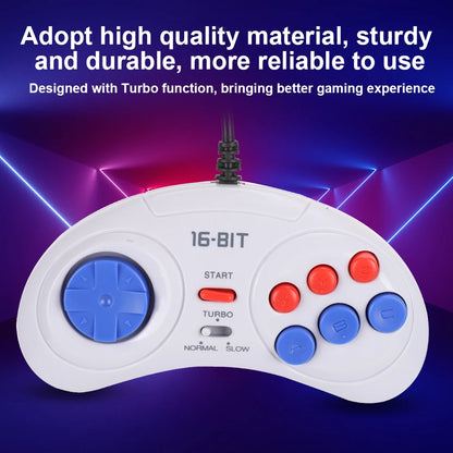16-Bit Mini Handheld Game Controller - Ergonomic for Sega Genesis