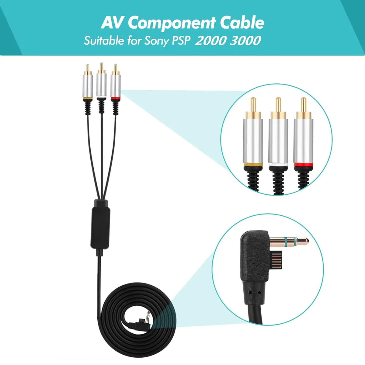 PSP Composite AV Cable - HD TV SCART Lead for PSP Slim 2000/3000