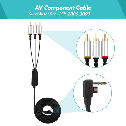 PSP Composite AV Cable - HD TV SCART Lead for PSP Slim 2000/3000