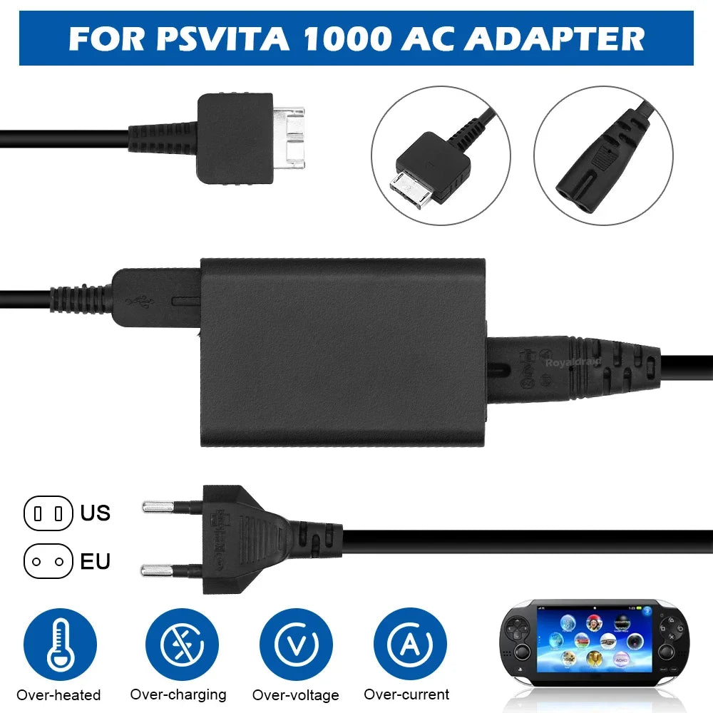 PS Vita Charger - 5V AC Adapter with USB Cable for PSV 1000