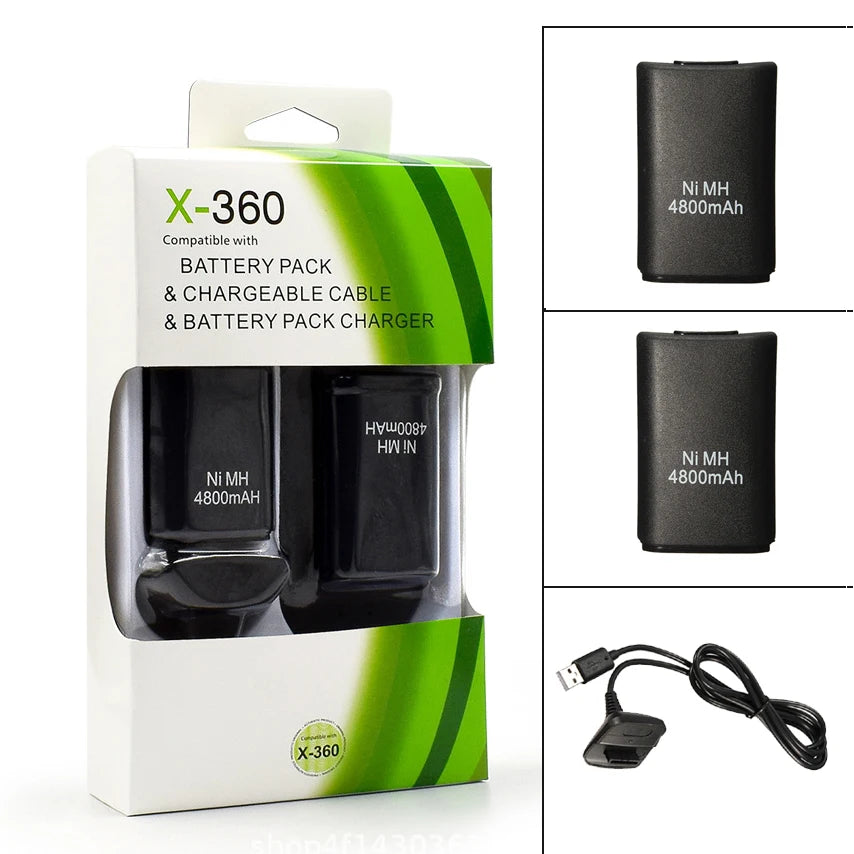 2pc Rechargeable Battery for Xbox 360 Wireless Controller with Charging Cable