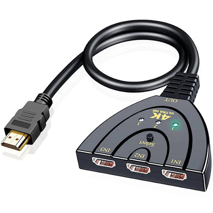 4K HDMI Splitter - 3-Port 3-in-1 Out Switcher for HDTV