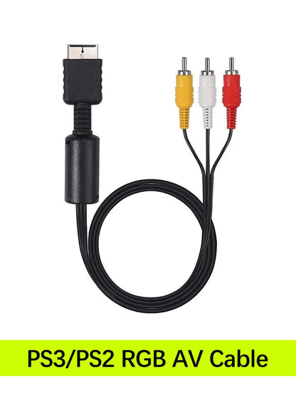 AV Cable for PS1/PS2/PS3 - Audio Video RCA to LCD Monitor/TV