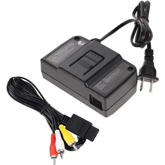 N64 Power Supply & AV Cable - AC Adapter with Composite Video Cord