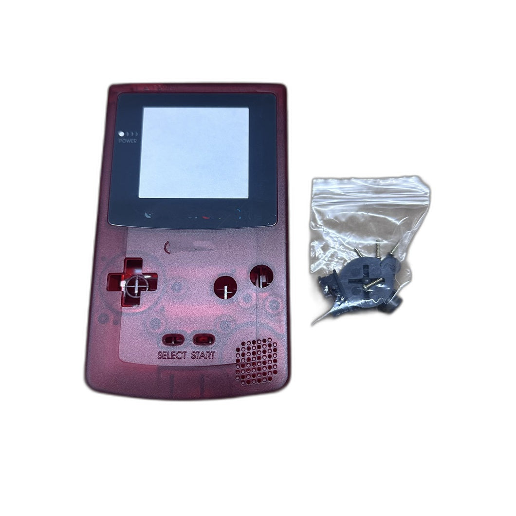 Clear plum translucent Game Boy Color replacement shell kit with screws