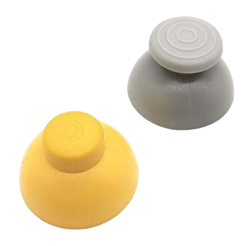 GameCube replacement joystick covers in gray and yellow